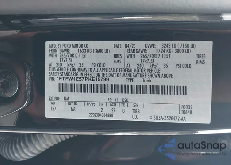 2023 Ford F-150 Xlt from USA, damaged, VIN 1FTFW1E57PKE15799